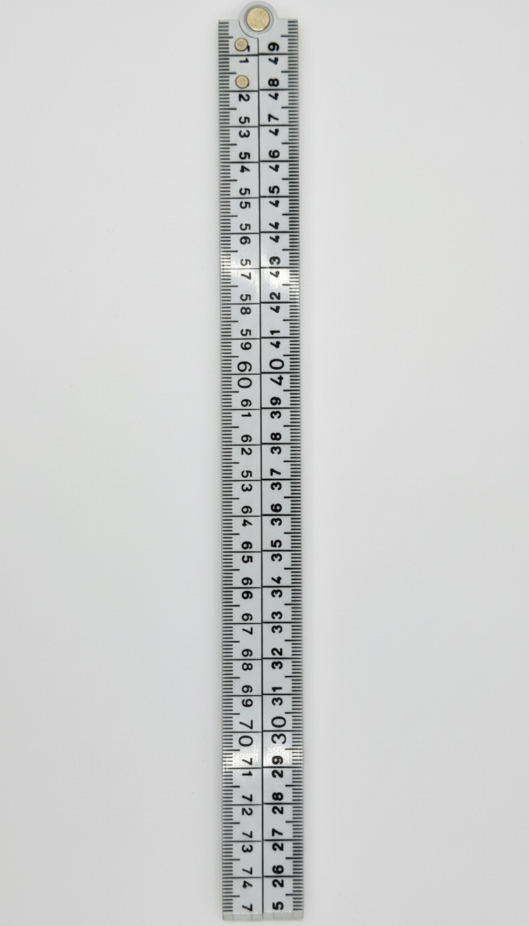 witte duimstok met zwarte cijfers uitvouwbaar 1 meter vdboomtools.nl